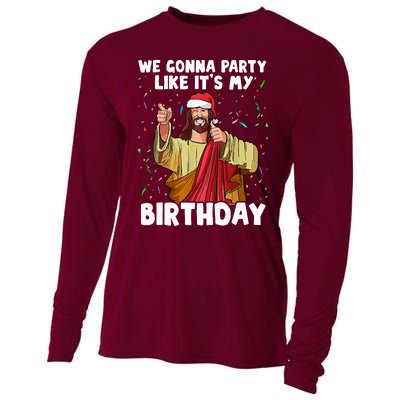 We Gonna Party Like ItS My Birthday Jesus Christmas Cooling Performance Long Sleeve Crew