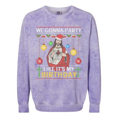 We Gonna Party Like ItS My Birthday Jesus Sweater Christmas Colorblast Crewneck Sweatshirt