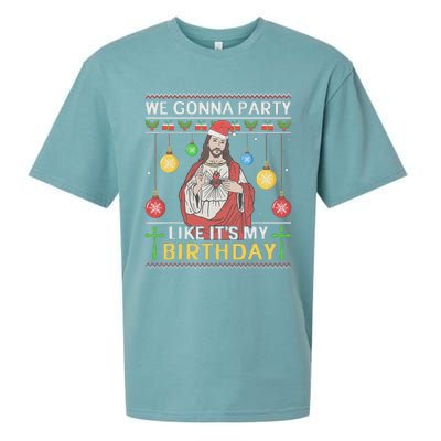 We Gonna Party Like ItS My Birthday Jesus Sweater Christmas Sueded Cloud Jersey T-Shirt