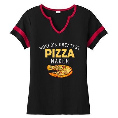 Worlds Greatest Pizza Maker Ladies Halftime Notch Neck Tee