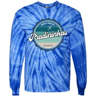 Worlds Greatest Pradininkas Lithuanian Dad Cute Gift Tie-Dye Long Sleeve Shirt