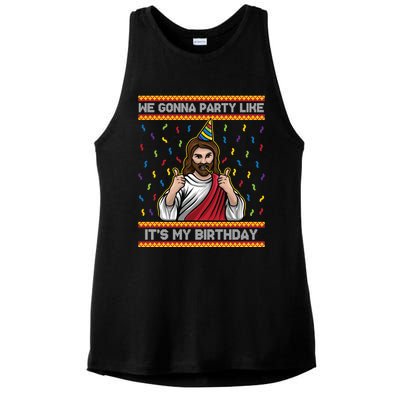 We Gonna Party Like ItS My Birthday Funny Christmas Jesus Gift Ladies PosiCharge Tri-Blend Wicking Tank