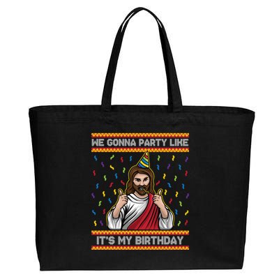 We Gonna Party Like ItS My Birthday Funny Christmas Jesus Gift Cotton Canvas Jumbo Tote