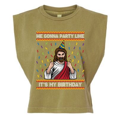 We Gonna Party Like ItS My Birthday Funny Christmas Jesus Gift Garment-Dyed Women's Muscle Tee