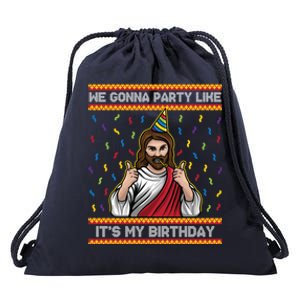 We Gonna Party Like ItS My Birthday Funny Christmas Jesus Gift Drawstring Bag