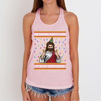 We Gonna Party Like ItS My Birthday Funny Christmas Jesus Gift Women's Knotted Racerback Tank