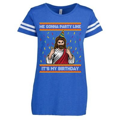 We Gonna Party Like ItS My Birthday Funny Christmas Jesus Gift Enza Ladies Jersey Football T-Shirt