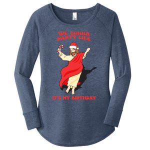 We Gonna Party Like ItS My Birthday Jesus Sweater Christmas Gift Women's Perfect Tri Tunic Long Sleeve Shirt