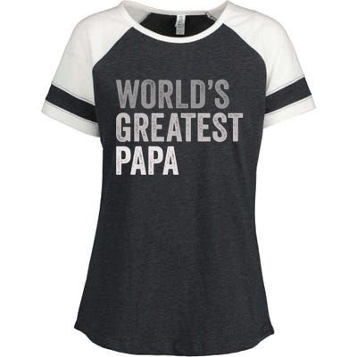 Worlds Greatest Papa Funny Best Dad Father Family Funny Gift Enza Ladies Jersey Colorblock Tee