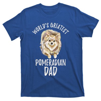 Worlds Greatest Pomeranian Dad Funny Pom Papa Puppy Lover Great Gift T-Shirt