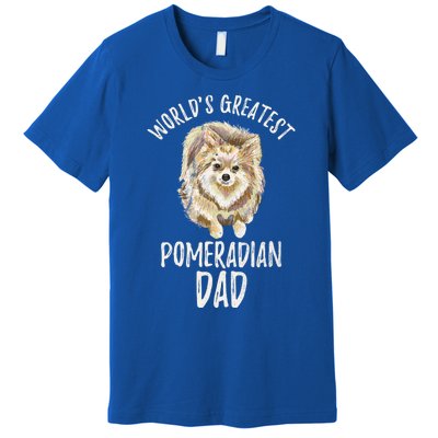 Worlds Greatest Pomeranian Dad Funny Pom Papa Puppy Lover Great Gift Premium T-Shirt