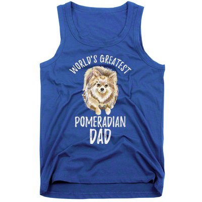 Worlds Greatest Pomeranian Dad Funny Pom Papa Puppy Lover Great Gift Tank Top