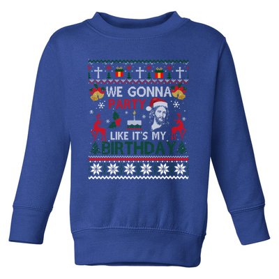 We Gonna Party Like ItS My Birthday Jesus Christmas Ugly Toddler Sweatshirt