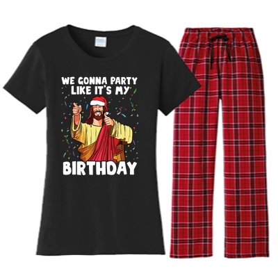 We Gonna Party Like Its My Birthday Jesus Christmas Women's Flannel Pajama Set