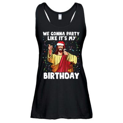 We Gonna Party Like Its My Birthday Jesus Christmas Ladies Essential Flowy Tank