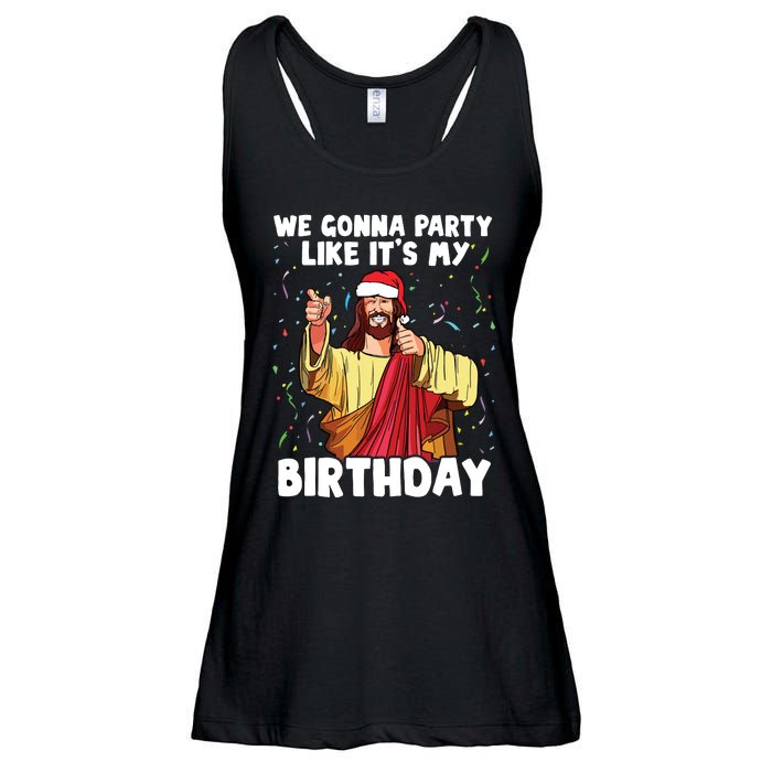 We Gonna Party Like Its My Birthday Jesus Christmas Ladies Essential Flowy Tank