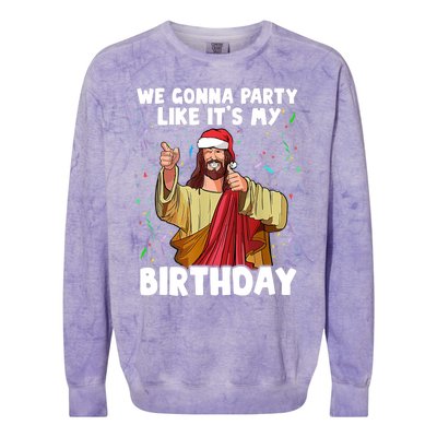 We Gonna Party Like It's My Birthday Jesus Christmas Ugly Colorblast Crewneck Sweatshirt