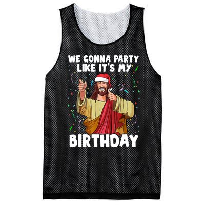 We Gonna Party Like It's My Birthday Jesus Christmas Ugly Mesh Reversible Basketball Jersey Tank