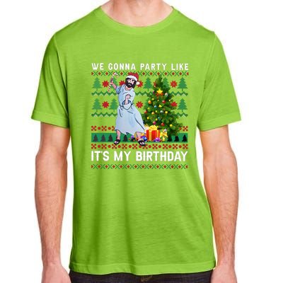 We Gonna Party Like Its My Birthday Ugly Christmas Jesus Adult ChromaSoft Performance T-Shirt