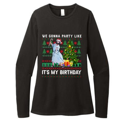 We Gonna Party Like Its My Birthday Ugly Christmas Jesus Womens CVC Long Sleeve Shirt