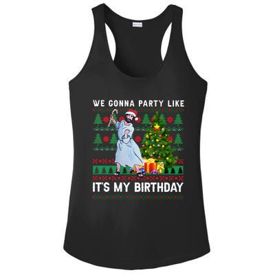 We Gonna Party Like Its My Birthday Ugly Christmas Jesus Ladies PosiCharge Competitor Racerback Tank