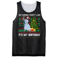 We Gonna Party Like Its My Birthday Ugly Christmas Jesus Mesh Reversible Basketball Jersey Tank