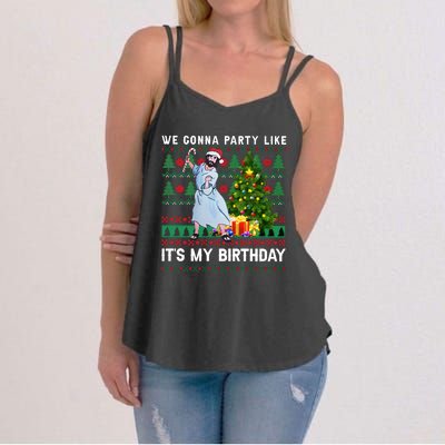 We Gonna Party Like Its My Birthday Ugly Christmas Jesus Women's Strappy Tank