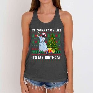 We Gonna Party Like Its My Birthday Ugly Christmas Jesus Women's Knotted Racerback Tank