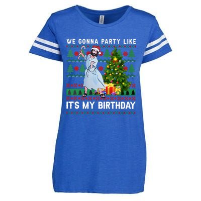 We Gonna Party Like Its My Birthday Ugly Christmas Jesus Enza Ladies Jersey Football T-Shirt