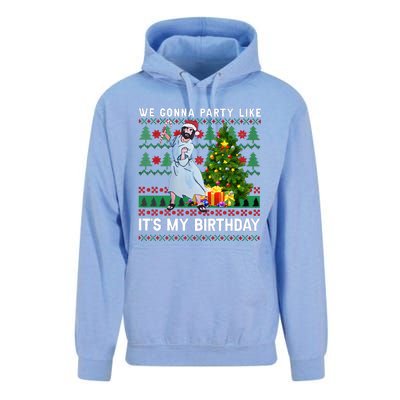 We Gonna Party Like Its My Birthday Ugly Christmas Jesus Unisex Surf Hoodie