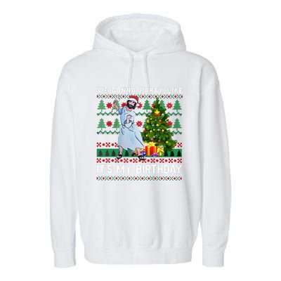 We Gonna Party Like Its My Birthday Ugly Christmas Jesus Garment-Dyed Fleece Hoodie