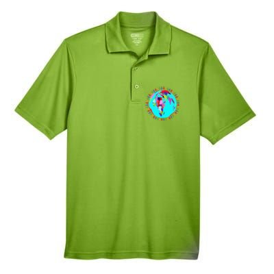 World Globe Planet People Humans Funny Earth Day Men's Origin Performance Piqué Polo