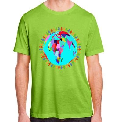 World Globe Planet People Humans Funny Earth Day Adult ChromaSoft Performance T-Shirt