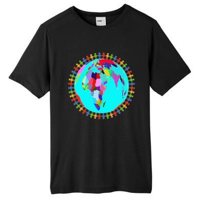 World Globe Planet People Humans Funny Earth Day Tall Fusion ChromaSoft Performance T-Shirt