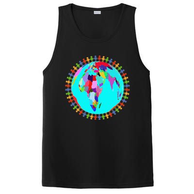 World Globe Planet People Humans Funny Earth Day PosiCharge Competitor Tank