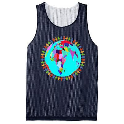 World Globe Planet People Humans Funny Earth Day Mesh Reversible Basketball Jersey Tank