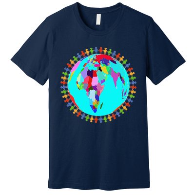 World Globe Planet People Humans Funny Earth Day Premium T-Shirt