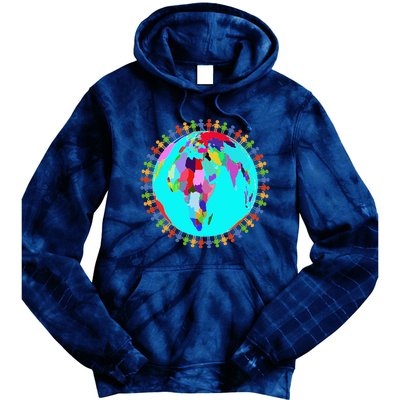 World Globe Planet People Humans Funny Earth Day Tie Dye Hoodie