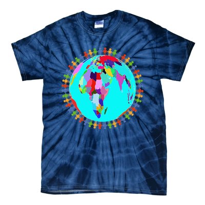 World Globe Planet People Humans Funny Earth Day Tie-Dye T-Shirt