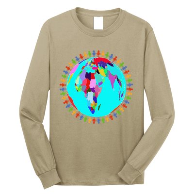 World Globe Planet People Humans Funny Earth Day Long Sleeve Shirt