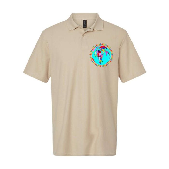 World Globe Planet People Humans Funny Earth Day Softstyle Adult Sport Polo