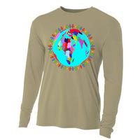 World Globe Planet People Humans Funny Earth Day Cooling Performance Long Sleeve Crew