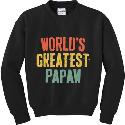WorldS Greatest Papaw Grandpa FatherS Day Kids Sweatshirt