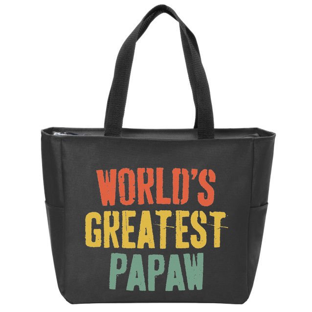 WorldS Greatest Papaw Grandpa FatherS Day Zip Tote Bag