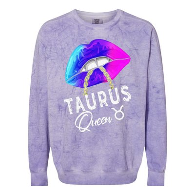 Wo Graduated Purple Blue Taurus Queen May April Zodiac Colorblast Crewneck Sweatshirt