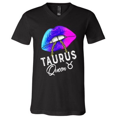 Wo Graduated Purple Blue Taurus Queen May April Zodiac V-Neck T-Shirt