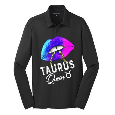 Wo Graduated Purple Blue Taurus Queen May April Zodiac Silk Touch Performance Long Sleeve Polo