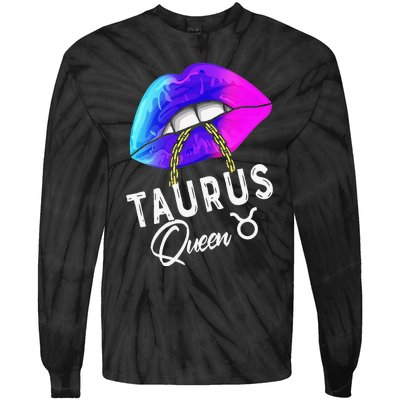 Wo Graduated Purple Blue Taurus Queen May April Zodiac Tie-Dye Long Sleeve Shirt