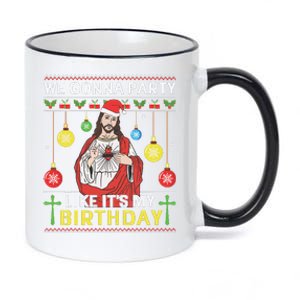 We Gonna Party Like Its My Birthday Jesus Sweater Christmas 11oz Black Color Changing Mug