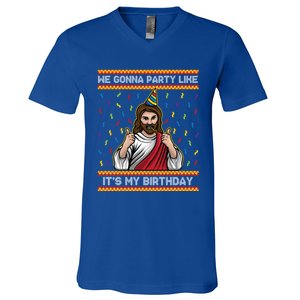 We Gonna Party Like ItS My Birthday Christmas Jesus Lovers Gift V-Neck T-Shirt